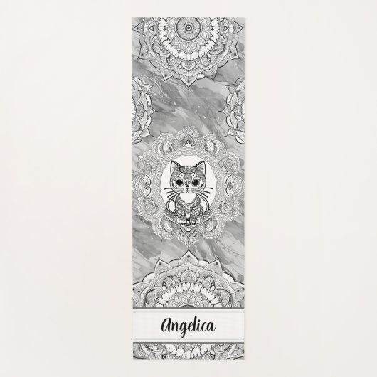 Leuke Kat Yoga Mat Indiase Mandala Art (Voorkant)