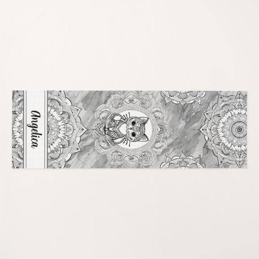 Leuke Kat Yoga Mat Indiase Mandala Art (Voorkant (horizontaal))