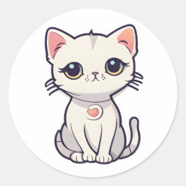 Leuke kat zeg ohayo!! ronde sticker