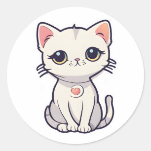 Leuke kat zeg ohayo!! ronde sticker