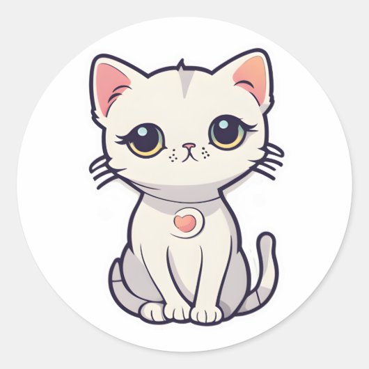 Leuke kat zeg ohayo!! ronde sticker (Voorkant)