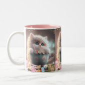 Leuke kat zitten in een Cup gepersonaliseerde mok (Links)
