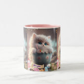 Leuke kat zitten in een Cup gepersonaliseerde mok (Center)