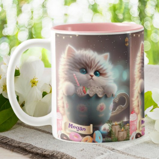 Leuke kat zitten in een Cup gepersonaliseerde mok