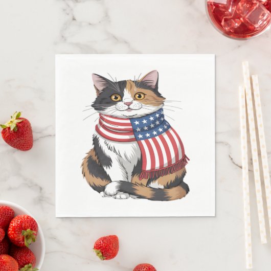 Leuke kat zomer Vlag US Memorial Day Servet (Insitu)