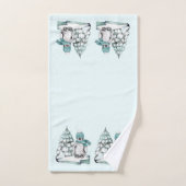Leuke katoen witte pinguïn sneeuw dennenbomen bad handdoek (Handdoek)