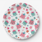 Leuke Katten Bloemen Harten Papieren Bordje (Voorkant)