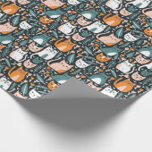 Leuke Katten Botanische Bloemen Patroon Kleurrijke Cadeaupapier (Hoek)