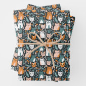 Leuke Katten Botanische Bloemen Patroon Kleurrijke Inpakpapier Vel (In situ)