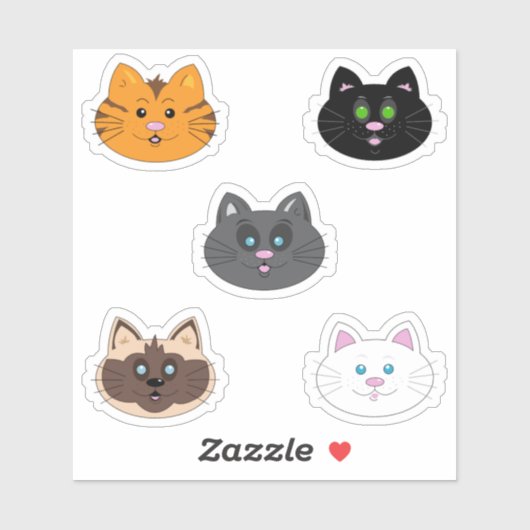 Leuke Katten Cartoons Sticker (Vel)