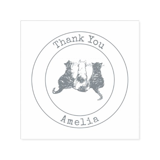Leuke Katten Dank u zelf-inking stempel (Design)