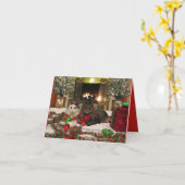 Leuke katten die Kerstmis vieren Kaart (Gele Bloem)