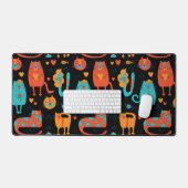 Leuke katten en bloemen patroon bureaumat (Keyboard & Muis)