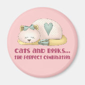 Leuke Katten en Boeken T-shirt Magneet (Voorkant)