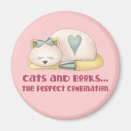 Leuke Katten en Boeken T-shirt Magneet (Voorkant)