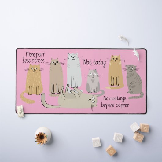 Leuke Katten en Quotes Roze Bureaumat (Kindertafel)