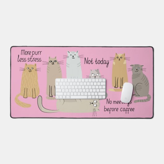 Leuke Katten en Quotes Roze Bureaumat (Keyboard & Muis)