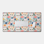 Leuke katten en wilde bloemen patroon bureaumat (Keyboard & Muis)