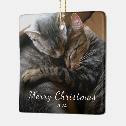 Leuke Katten Foto Moderne Kerstmis Keramisch Ornament (Links)