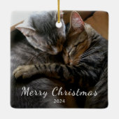 Leuke Katten Foto Moderne Kerstmis Keramisch Ornament (Achterkant)