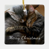 Leuke Katten Foto Moderne Kerstmis Keramisch Ornament (Voorkant)