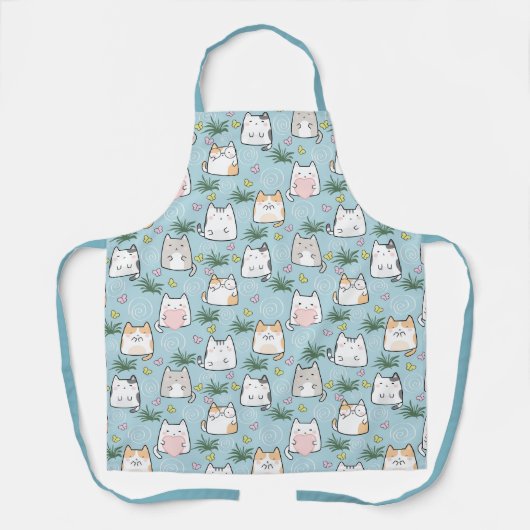 Leuke Katten Hart Blauw Thema Schort (Voorkant)