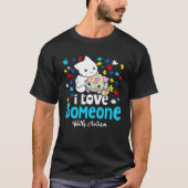 Leuke katten Ik hou van iemand met autisme kleur p T-shirt (Voorkant)