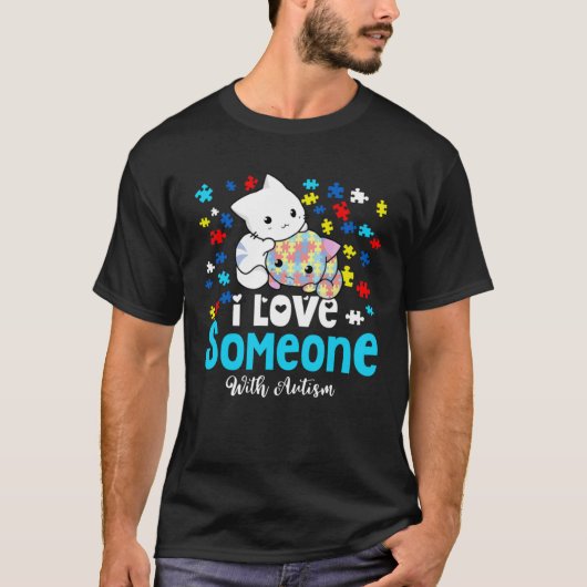 Leuke katten Ik hou van iemand met autisme kleur p T-shirt (Voorkant)