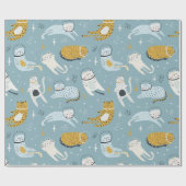 Leuke katten in gekke ruimte past bij kinderpatroo cadeaupapier (Vlak)