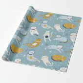 Leuke katten in gekke ruimte past bij kinderpatroo cadeaupapier (Uitgerold)