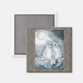 Leuke katten in maanlichtmagneet magneet (Voorkant / Achterkant)
