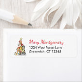 Leuke Katten Kerstboom Retouradres Etiket (Insitu)