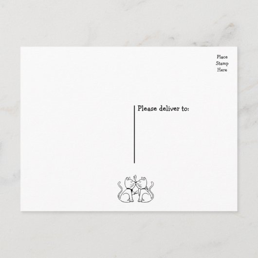 Leuke Katten Kussen Kitties Zwart Wit Bruiloft Briefkaart (Achterkant)