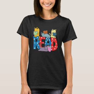 Leuke katten Lezen Boeken Bibliothecaris Leraar Gr T-shirt
