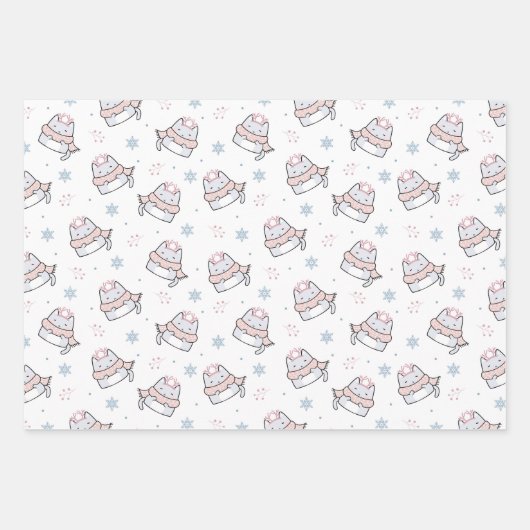 Leuke katten met santa muts meowy kerst inpakpapier vel (Voorkant 2)