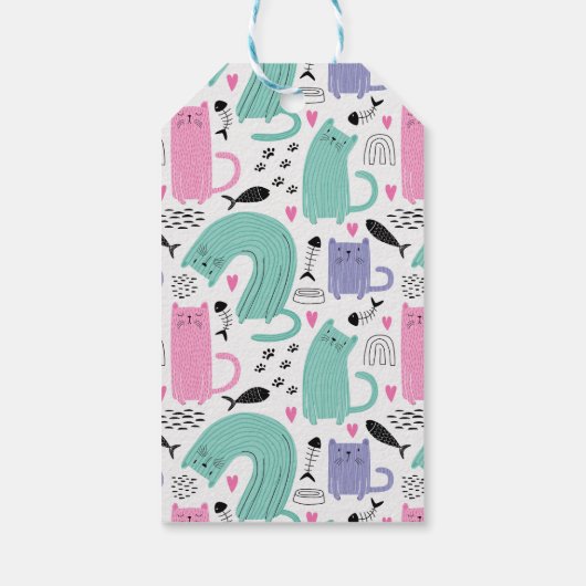 Leuke katten patroon verjaardag cadeaulabel (Achterkant)