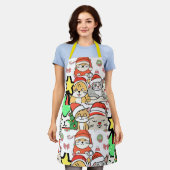 Leuke Katten pet Kerstman Schort (Gedragen)
