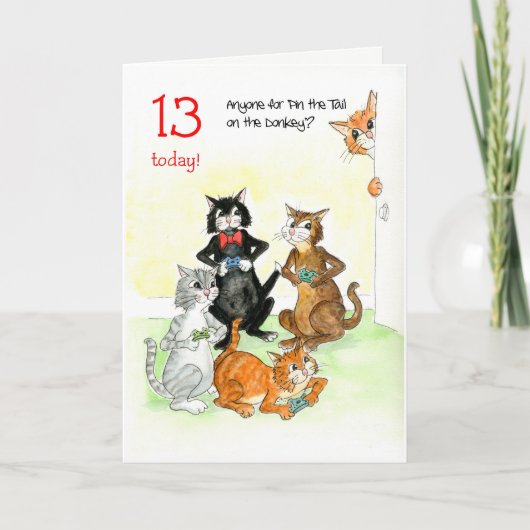 Leuke Katten Spelen Videogame 13e Verjaardag Kaart (Voorkant)