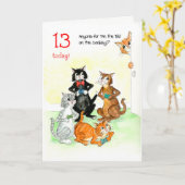 Leuke Katten Spelen Videogame 13e Verjaardag Kaart (Gele Bloem)