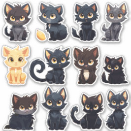 Leuke Katten Sticker Collectie (12 Katten)