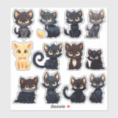 Leuke Katten Sticker Collectie (12 Katten) (Vel)