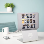 Leuke Katten Sticker Collectie (12 Katten) (Laptop op bureau)