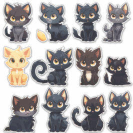 Leuke Katten Sticker Collectie (12 Katten)