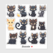 Leuke Katten Sticker Collectie (12 Katten) (Vel)