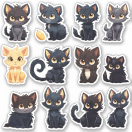 Leuke Katten Sticker Collectie (12 Katten)