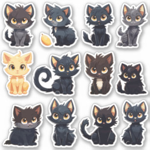 Leuke Katten Sticker Collectie (12 Katten)