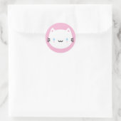 Leuke Katten - Witte Kawaii Kitten Ronde Sticker (Tas)