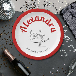 Leuke kattendans rood en wit ballerina Edward Lear Papieren Bordje