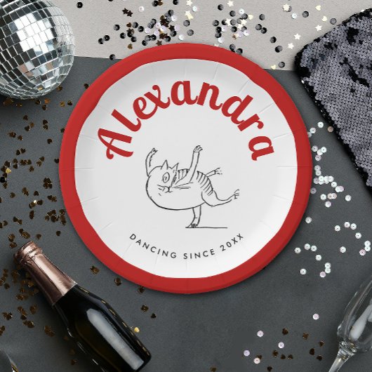 Leuke kattendans rood en wit ballerina Edward Lear Papieren Bordje