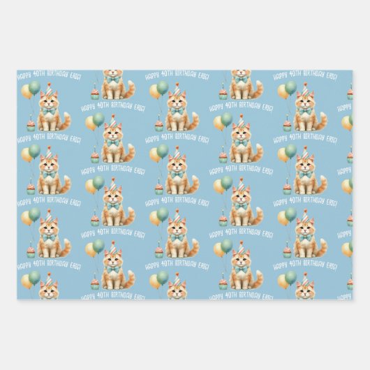 Leuke kattenliefhebber verjaardagscadeau inpakpapier vel (Voorkant 2)